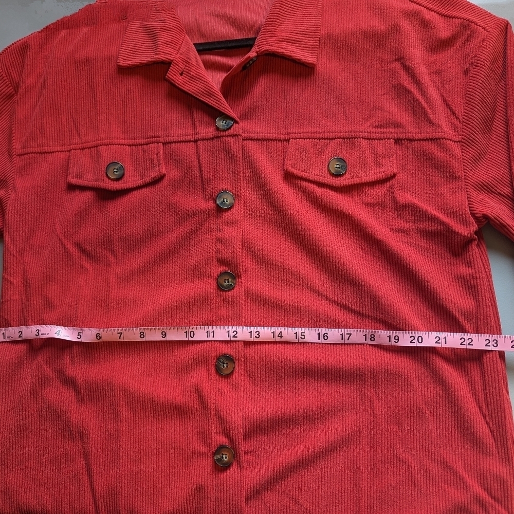 Red Fall Jacket ribbed Size Large - Picture 4 of 8
